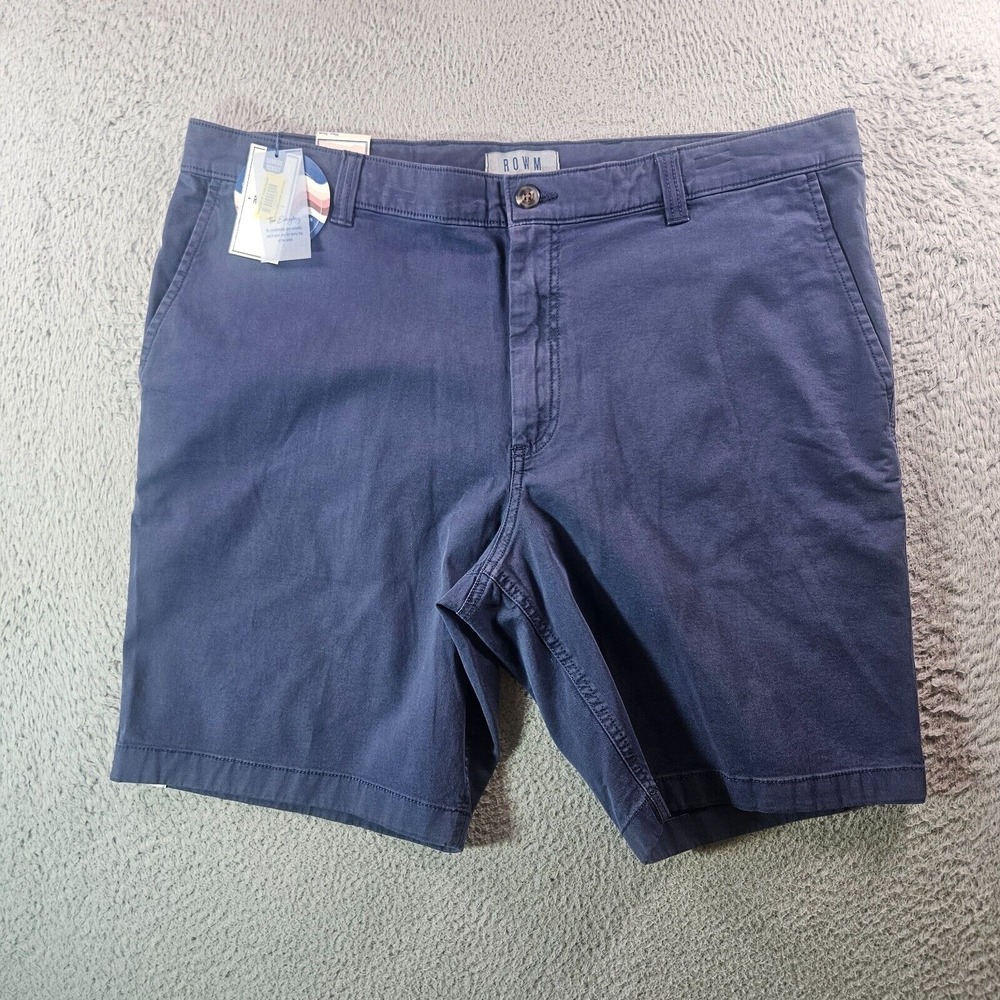 NWT Rowm Shorts Men 40 x 9" Stretch‎ Navy Blue Flat Front Cotton Blend